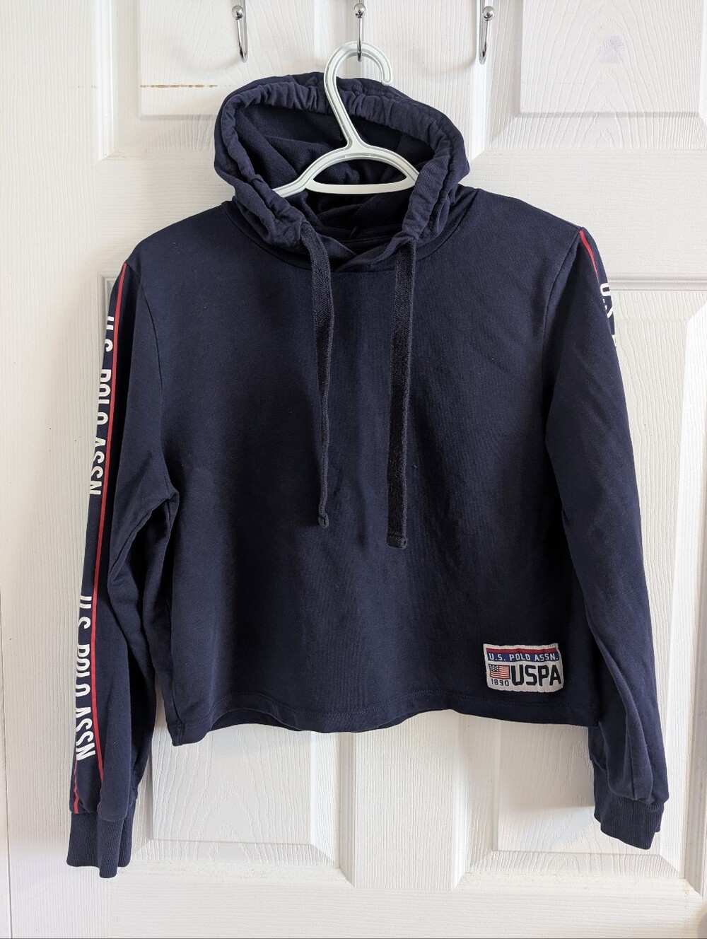 3/$25 U.S. Polo Assn. USPA Navy Blue Cropped Hoodie Sweatshirt 100% Cotton - S